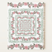 Groen Roze Rand Retro Y2K 70s Bloempatroon Planner (Achterkant)
