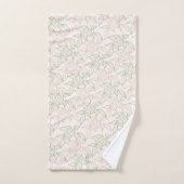 Groen Roze Retro  Bladpatroon Bad Handdoek (Handdoek)