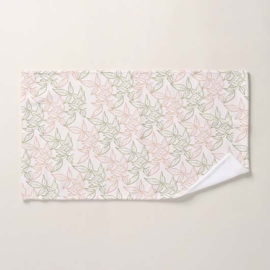 Groen Roze Retro  Bladpatroon Bad Handdoek (Handdoek)