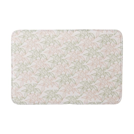 Groen Roze Retro  Bladpatroon Badmat (Voorkant)