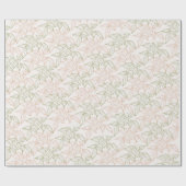 Groen Roze Retro  Bladpatroon Cadeaupapier (Vlak)