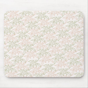 Groen Roze Retro  Bladpatroon Muismat