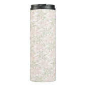 Groen Roze Retro Bladpatroon Thermosbeker (Achterkant)