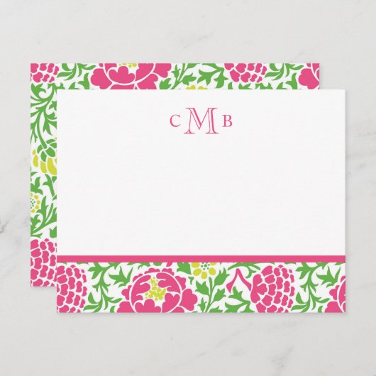 Groen & Roze Retro Bloemendamask (Voorkant / Achterkant)