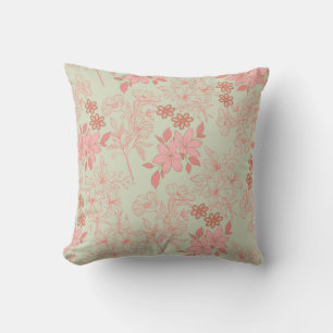 Groen Roze Retro Y2K 70s Bloempatroon Kussen