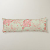 Groen Roze Retro Y2K 70s Bloempatroon Lichaamskussen (Achterkant)