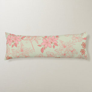Groen Roze Retro Y2K 70s Bloempatroon Lichaamskussen