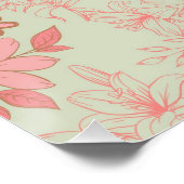 Groen Roze Retro Y2K 70s Bloempatroon Perfect Poster (Hoek)