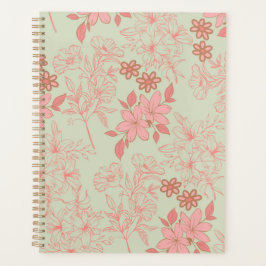 Groen Roze Retro Y2K 70s Bloempatroon Planner