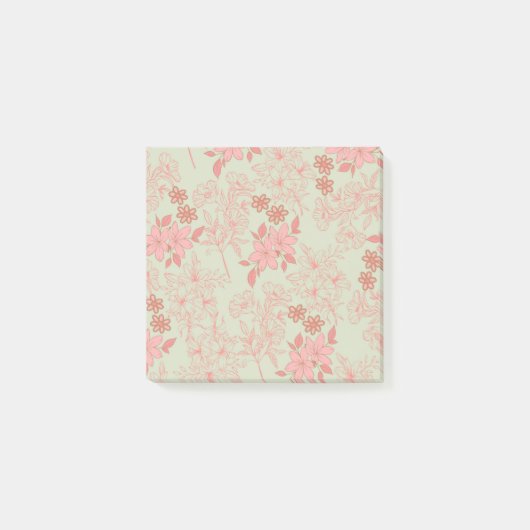 Groen Roze Retro Y2K 70s Bloempatroon Post-it® Notes (Voorkant)