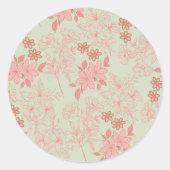 Groen Roze Retro Y2K 70s Bloempatroon Ronde Sticker (Voorkant)
