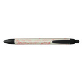 Groen Roze Retro Y2K 70s Bloempatroon Zwarte Inkt Pen (Achterkant)