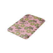 Groen Roze Retro Y2K Funky Hippie Bloempatroon Badmat (Gekanteld)