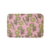 Groen Roze Retro Y2K Funky Hippie Bloempatroon Badmat (Voorkant)