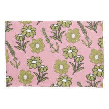 Groen Roze Retro Y2K Funky Hippie Bloempatroon