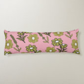 Groen Roze Retro Y2K Funky Hippie Bloempatroon Lichaamskussen (Achterkant)