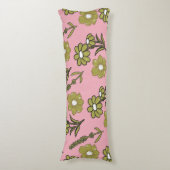 Groen Roze Retro Y2K Funky Hippie Bloempatroon Lichaamskussen (Voorkant Verticaal)