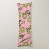 Groen Roze Retro Y2K Funky Hippie Bloempatroon Lichaamskussen (Achterkant (Verticaal))