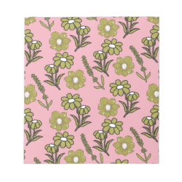 Groen Roze Retro Y2K Funky Hippie Bloempatroon Notitieblok