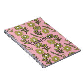 Groen Roze Retro Y2K Funky Hippie Bloempatroon Notitieboek (Rechterzijde)