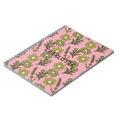 Groen Roze Retro Y2K Funky Hippie Bloempatroon Notitieboek (Linkerzijde)