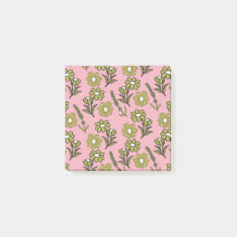 Groen Roze Retro Y2K Funky Hippie Bloempatroon Post-it® Notes