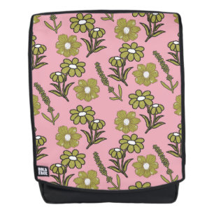 Groen Roze Retro Y2K Funky Hippie Bloempatroon Rugtassen