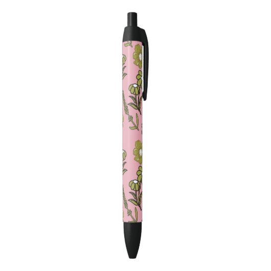 Groen Roze Retro Y2K Funky Hippie Bloempatroon Zwarte Inkt Pen (Achterkant (Verticaal))