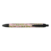 Groen Roze Retro Y2K Funky Hippie Bloempatroon Zwarte Inkt Pen (Achterkant)