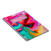 Groen Roze Rood Abstract Waterverf Personaliseren Notitieboek (Rechterzijde)