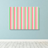Groen roze rood wit horizontaal gestreept kleurig canvas afdruk (Insitu (Houten vloer))