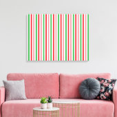 Groen roze rood wit horizontaal gestreept kleurig canvas afdruk (Insitu (Woonkamer))