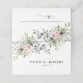 groen roze roos bruiloft gevouwen plaats kaarten plaatskaartje (Buitenkant ongevouwen)