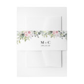 groen roze roos bruiloft uitnodiging buik band uitnodigingen wikkel (Voorkant Voorbeeld)