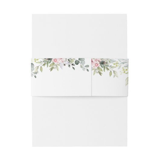 groen roze roos bruiloft uitnodiging buik band uitnodigingen wikkel (Achterkant Voorbeeld)