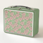 Groen Roze Roos Retro Y2K 70s Bloempatroon (Voorkant)
