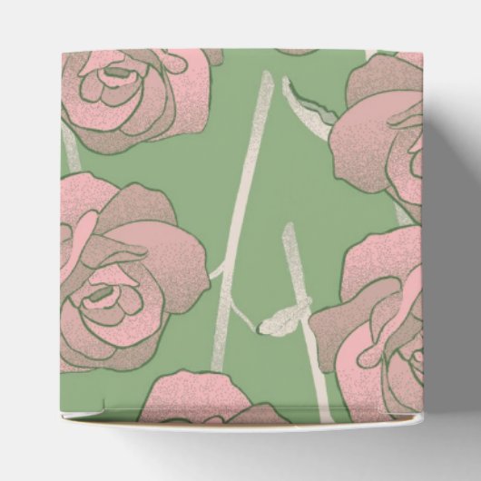 Groen Roze Roos Retro Y2K 70s Bloempatroon Bedankdoosjes (Bovenkant)