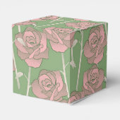 Groen Roze Roos Retro Y2K 70s Bloempatroon Bedankdoosjes (Achterkant)