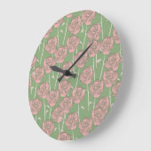 Groen Roze Roos Retro Y2K 70s Bloempatroon Grote Klok (Hoek)
