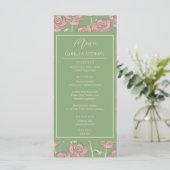 Groen Roze Roos Retro Y2K 70s Bloempatroon Menu (Staand voorkant)