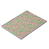 Groen Roze Roos Retro Y2K 70s Bloempatroon Notitieboek (Linkerzijde)