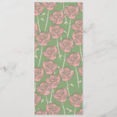 Groen Roze Roos Retro Y2K 70s Bloempatroon Programmakaart (Achterkant)
