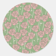 Groen Roze Roos Retro Y2K 70s Bloempatroon