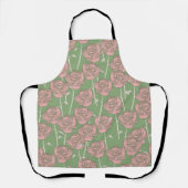 Groen Roze Roos Retro Y2K 70s Bloempatroon Schort (Voorkant)