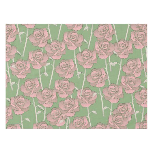 Groen Roze Roos Retro Y2K 70s Bloempatroon Tafelkleed (Voorkant (Horizontaal))