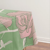 Groen Roze Roos Retro Y2K 70s Bloempatroon Tafelkleed (Voorbeeld)