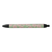 Groen Roze Roos Retro Y2K 70s Bloempatroon Zwarte Inkt Pen (Voorkant)