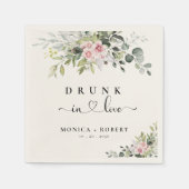 Groen Roze Rose bruiloft servetten (Voorkant)