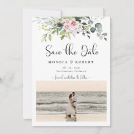 Groen Roze Rose Save The Date Cards Kaart