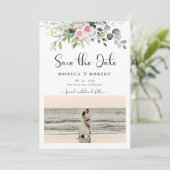 Groen Roze Rose Save The Date Cards Kaart (Staand voorkant)